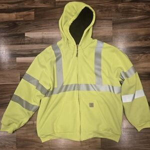 Carhartt Hi-Vis Lime Green Reflective Hooded Zip Jacket